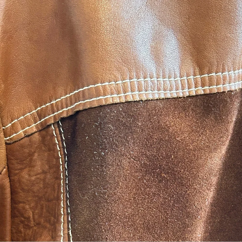 PIONEER Vintage Mens Two Tone Brown Leather Jacket-42 - Picture 6 of 11